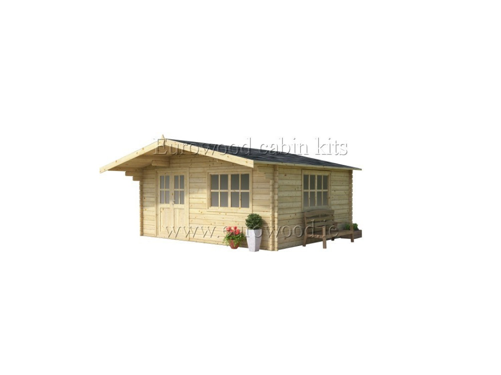 Holz-Gartenhaus SAVONA plus 4x4m (16m²), 44mm Veranda Ohne ...