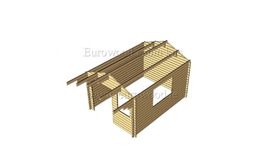 HolzGartenhaus MONACO 3x4m (12m²), 44mm Bitumendachschindel keine